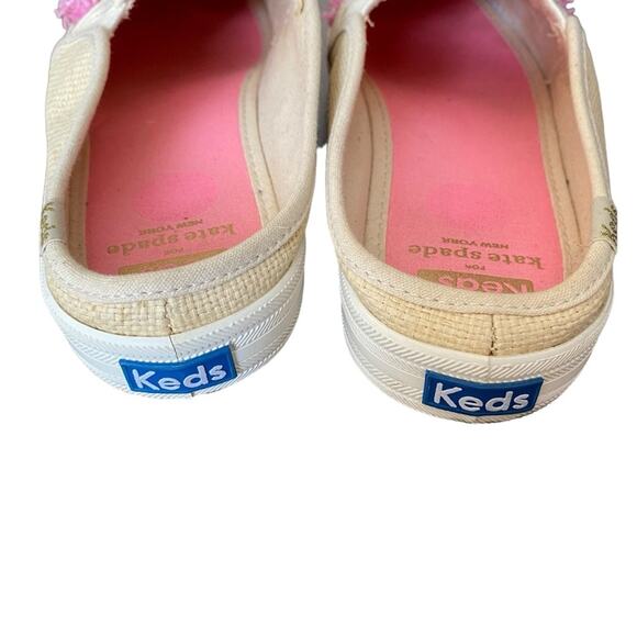 Kate Spade X Keds Mule Slide Sneaker Raffia Straw Pink Tan size 8.5 - Picture 5 of 11
